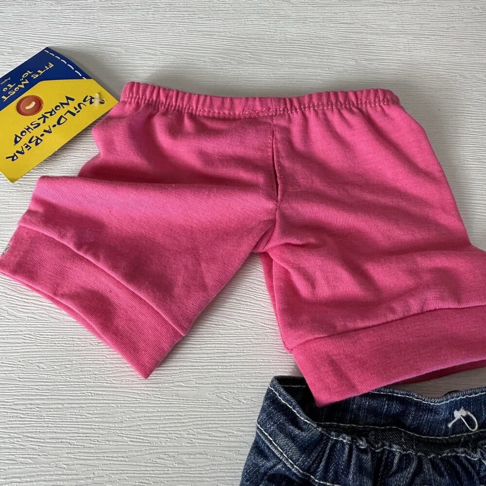 Build-a-Bear Workshop Clothes Bottoms Pink Pants Denim Skirt Bling Y2K BAB - Picture 5 of 10
